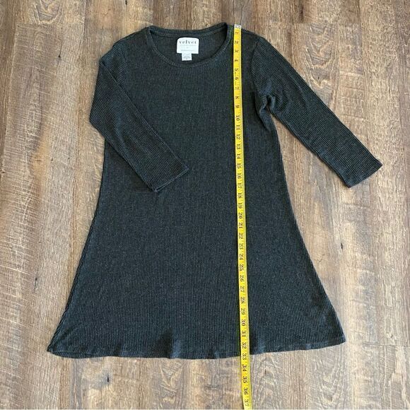 Anthropologie VELVET By Graham Spencer Ribbed Tunic Dress Gray - Picture 9 of 11